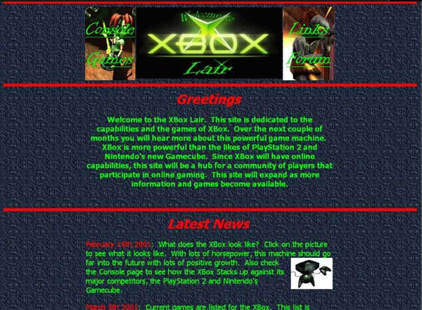 XBox Lair Home Page Image